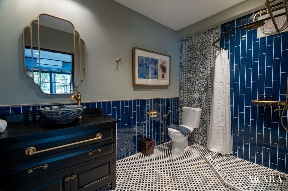 Hair dryer, slippers, towels, soap