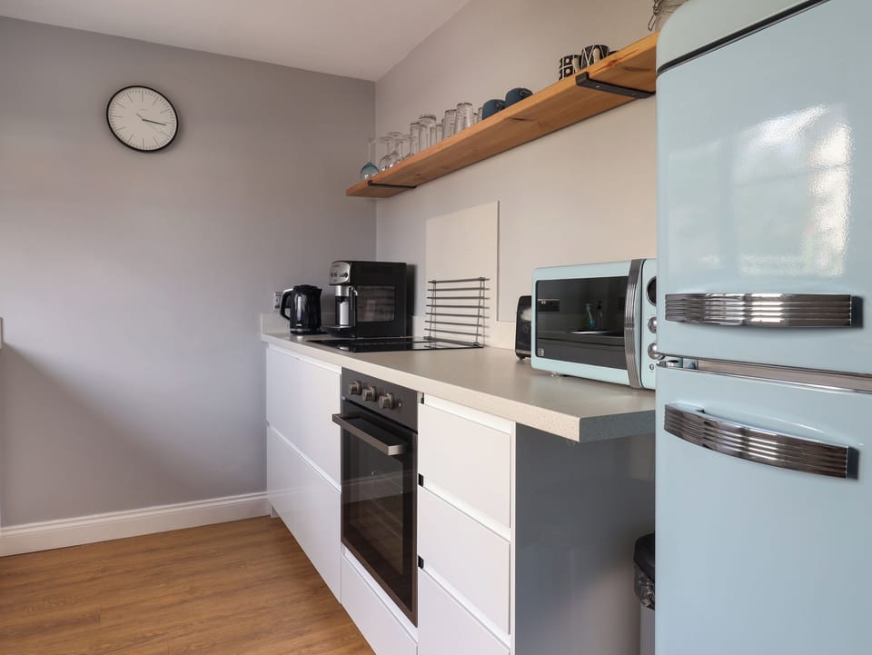 Fridge, dishwasher, electric kettle, toaster