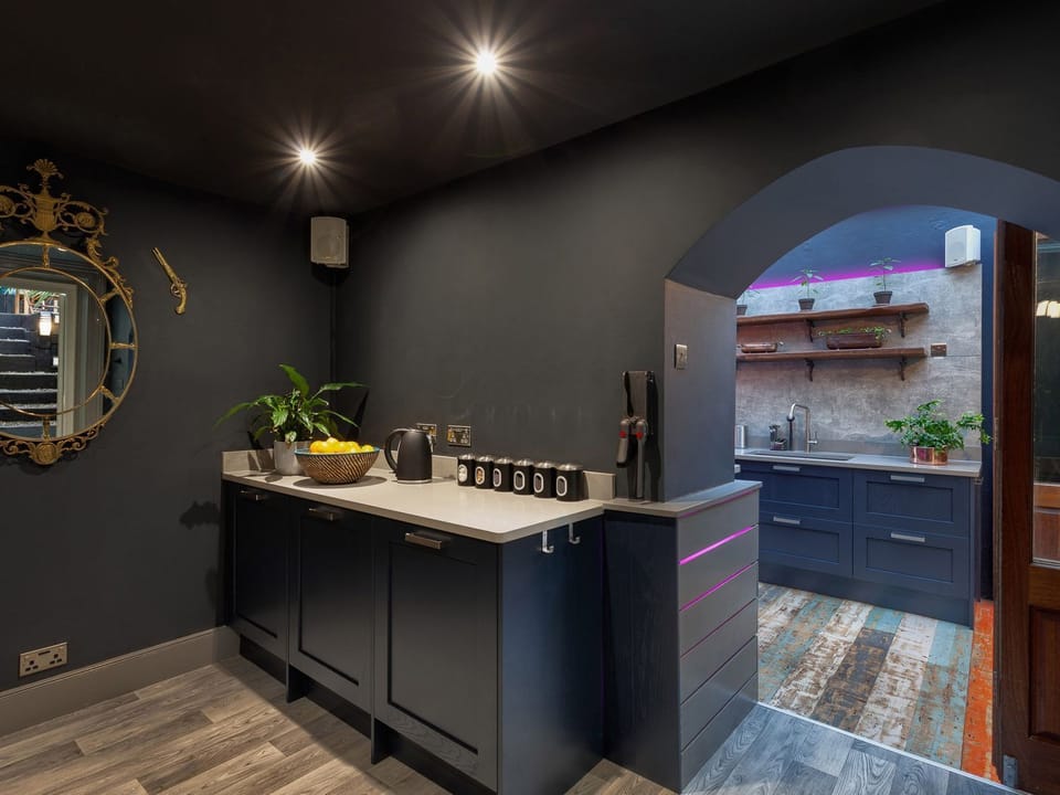 Fridge, dishwasher, electric kettle, toaster