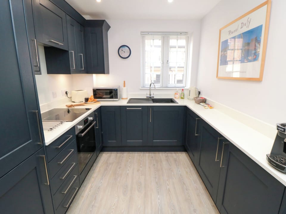 Fridge, dishwasher, electric kettle, toaster