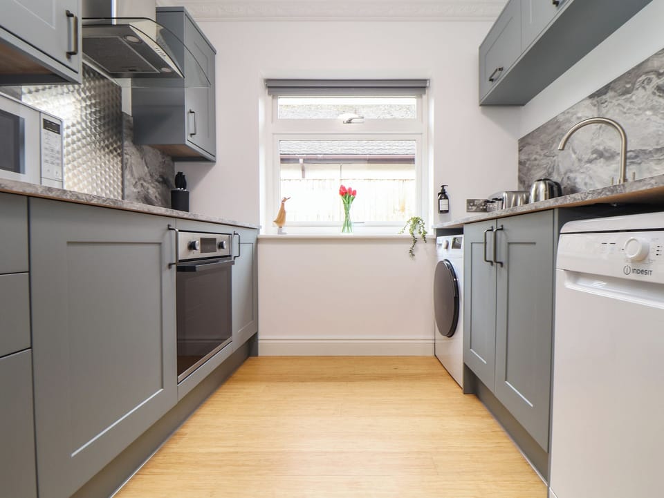 Fridge, dishwasher, electric kettle, toaster