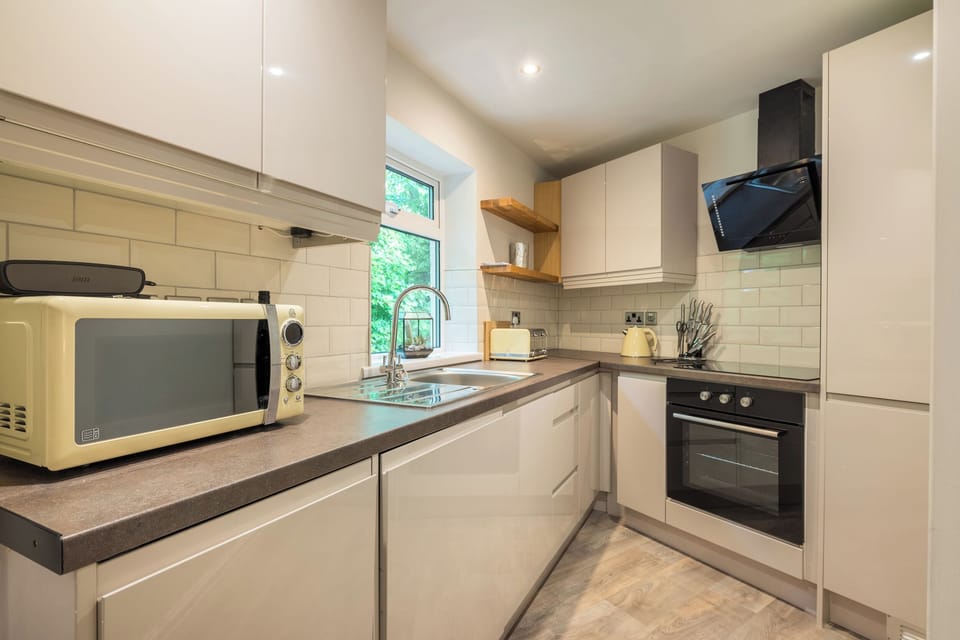 Fridge, dishwasher, electric kettle, toaster
