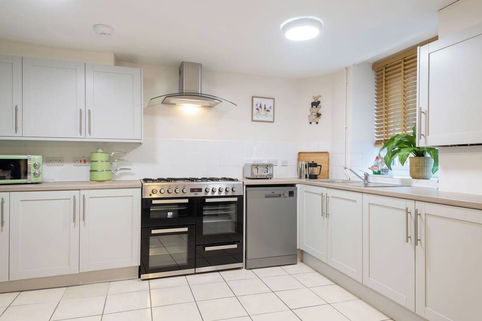 Fridge, dishwasher, electric kettle, toaster