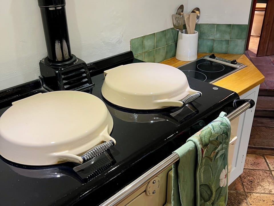 Fridge, dishwasher, cookware/dishes/utensils