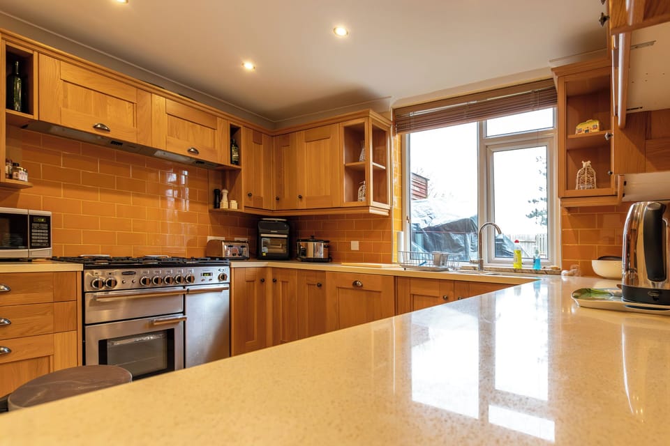 Fridge, dishwasher, electric kettle, cookware/dishes/utensils