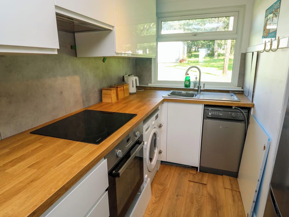 Fridge, dishwasher, electric kettle, toaster