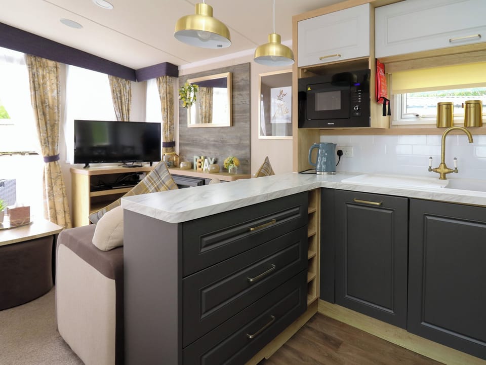Fridge, dishwasher, electric kettle, toaster