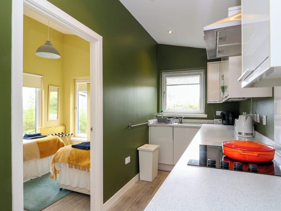 Fridge, electric kettle, toaster, cookware/dishes/utensils