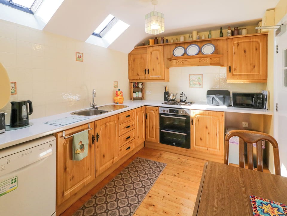 Fridge, dishwasher, electric kettle, toaster