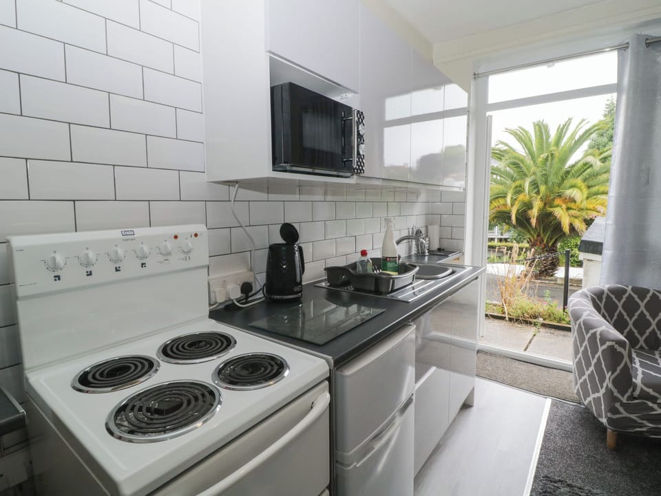 Fridge, electric kettle, toaster, cookware/dishes/utensils