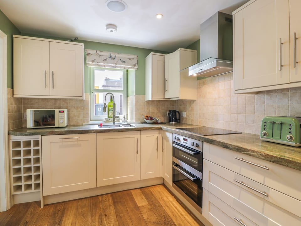 Fridge, dishwasher, electric kettle, toaster