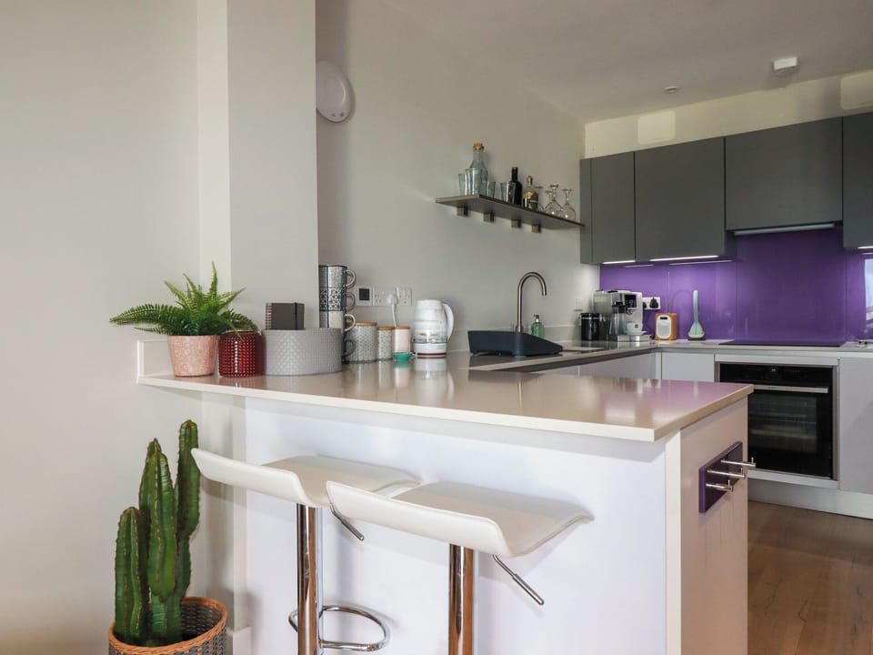 Fridge, dishwasher, electric kettle, toaster