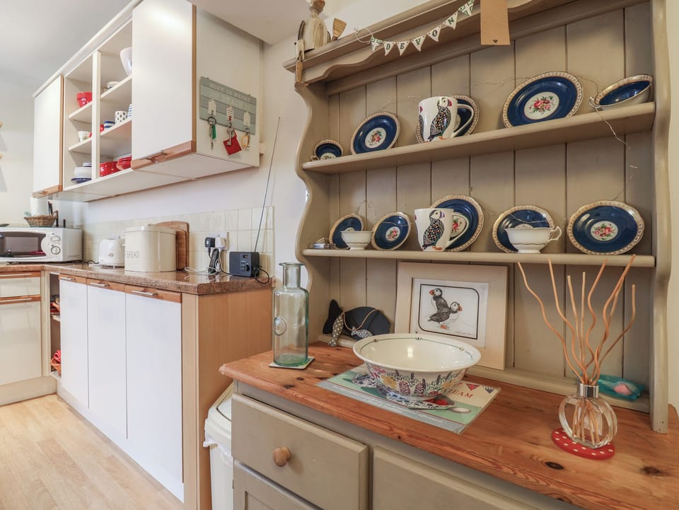 Fridge, dishwasher, electric kettle, toaster