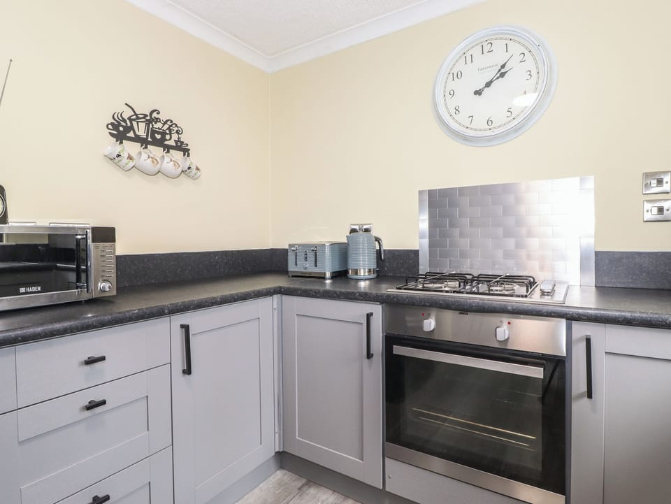 Fridge, dishwasher, electric kettle, toaster