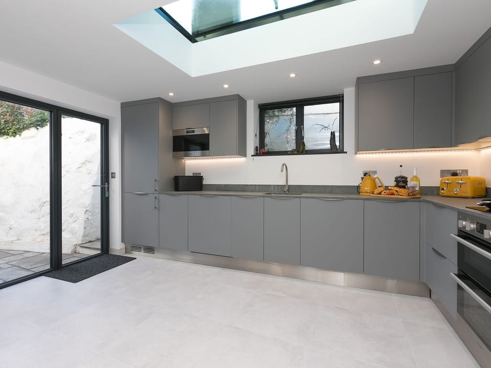 Fridge, dishwasher, electric kettle, toaster