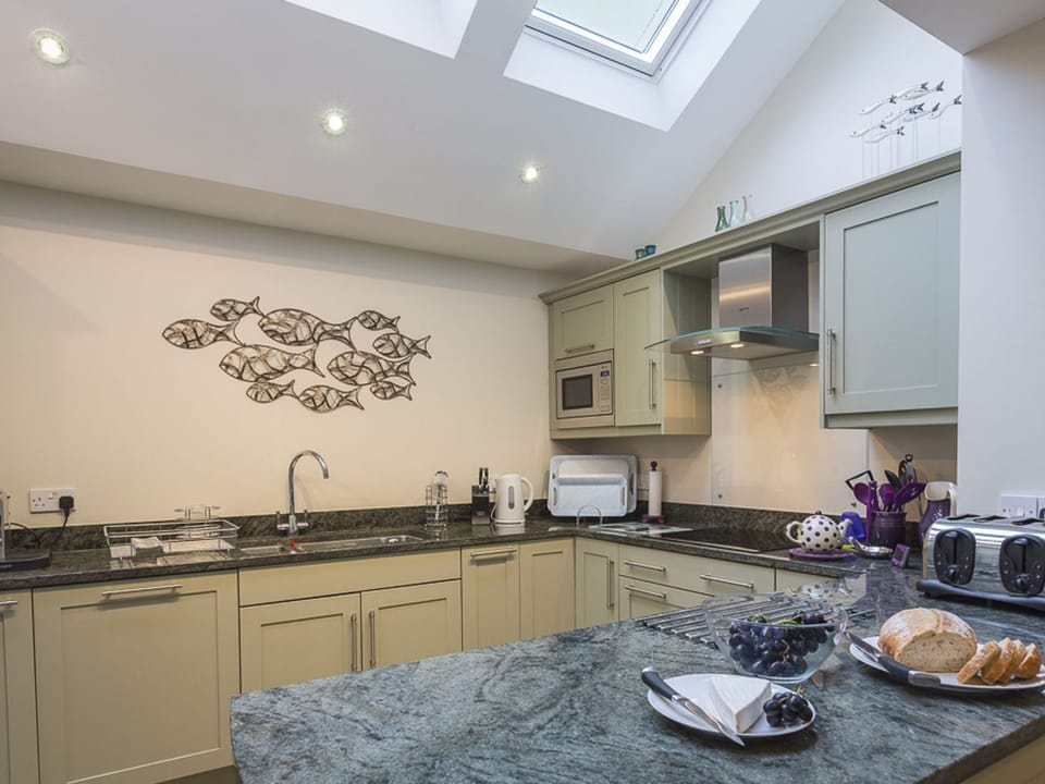 Fridge, dishwasher, electric kettle, toaster