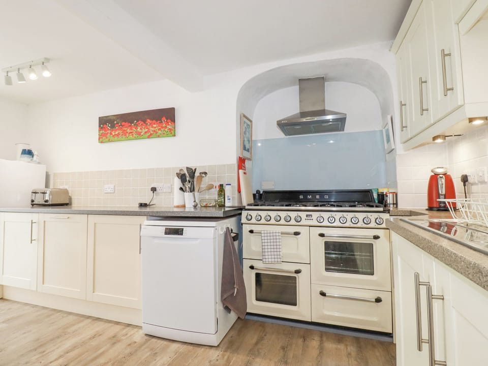 Fridge, dishwasher, electric kettle, toaster