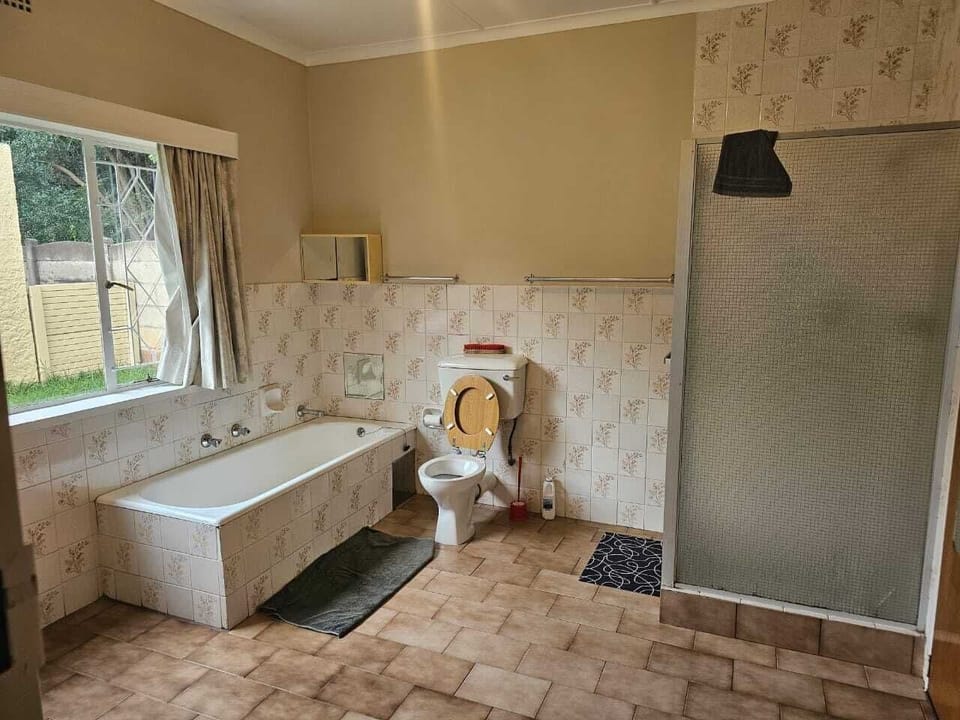 Bathtub, bidet, towels, soap