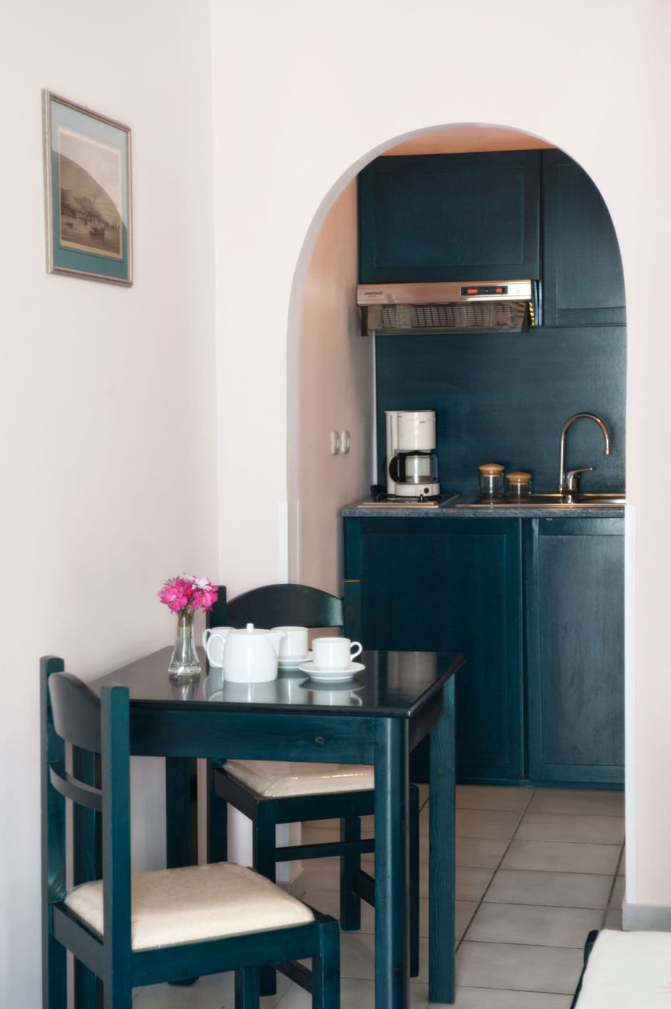 Economy Apartment, Ground Floor ((no sea view) For 2) | Private kitchen | Full-size fridge, stovetop, coffee/tea maker, electric kettle
