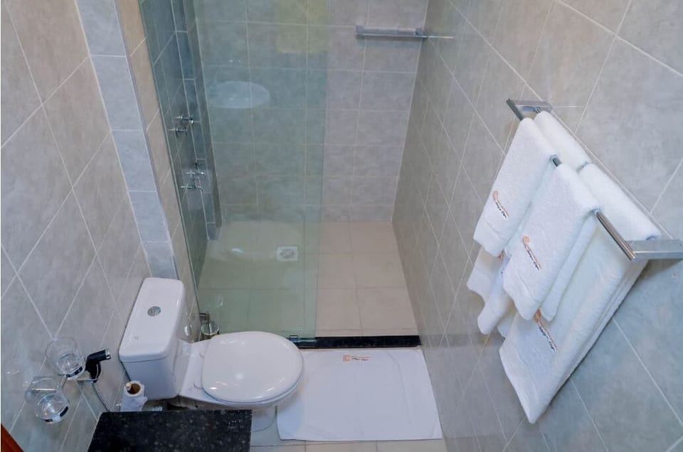 Shower, soap, shampoo, toilet paper