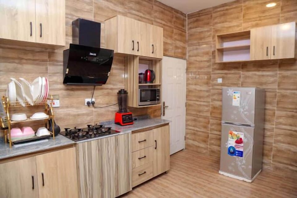 Deluxe Apartment, Balcony, City View | Private kitchen | Fridge, microwave, oven, stovetop