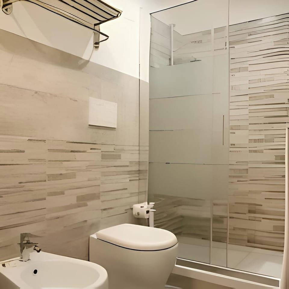 Hair dryer, bidet, towels, soap