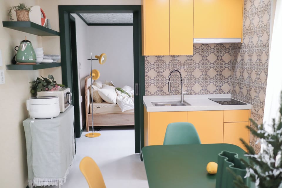 Triple Room (non-Korean nationals only) | Private kitchen | Fridge, microwave, stovetop, cookware/dishes/utensils