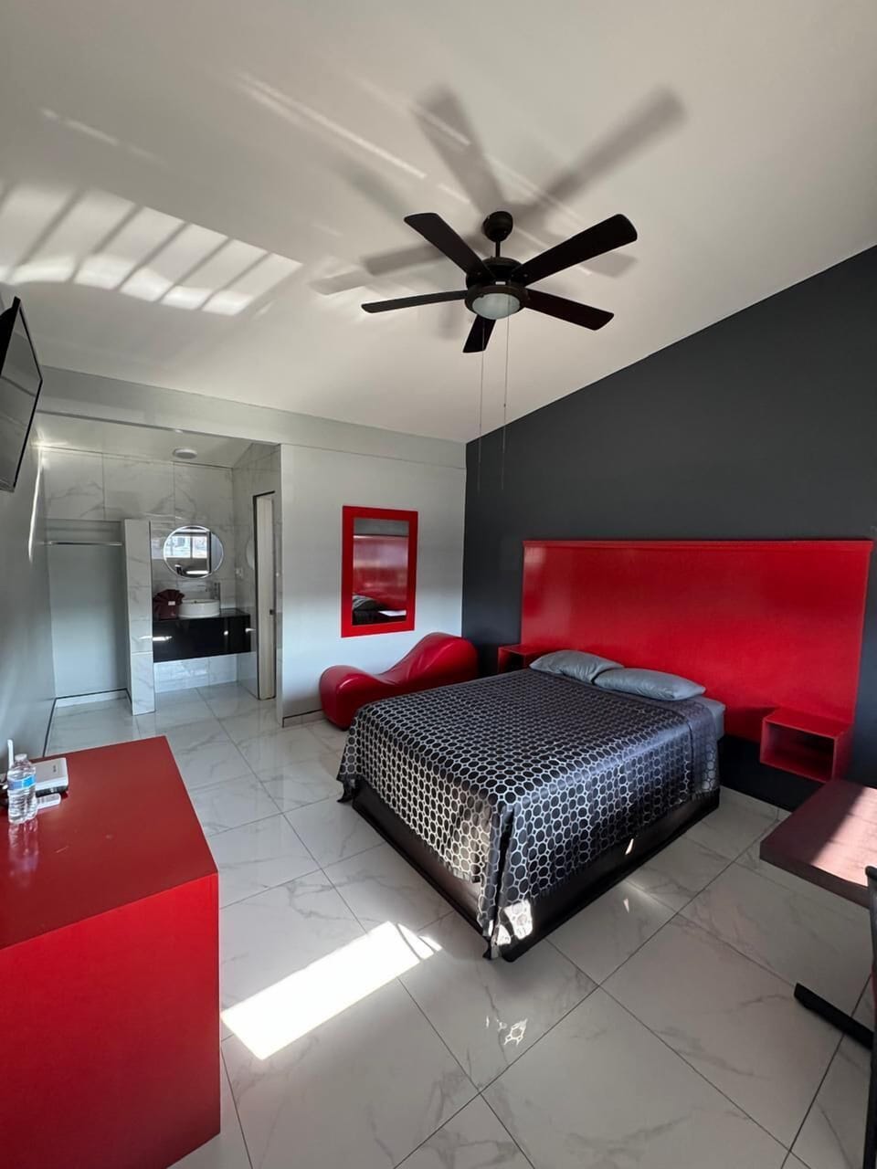Minibar, desk, blackout drapes, iron/ironing board