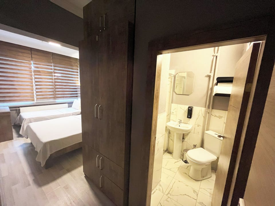 Double or Twin Room | Bathroom | Shower, hair dryer, slippers, towels