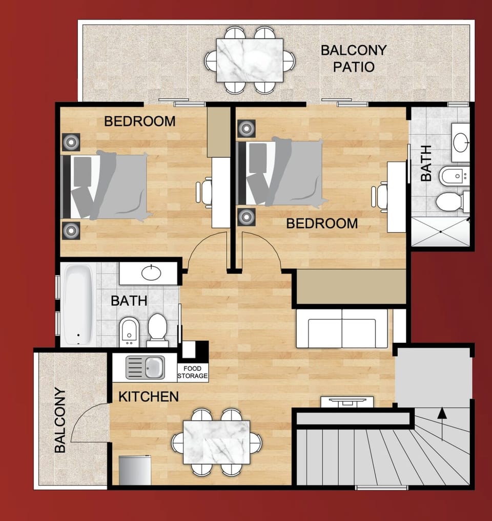 Family Apartment, 2 Bedrooms, Sea View | Blackout drapes, iron/ironing board, free WiFi