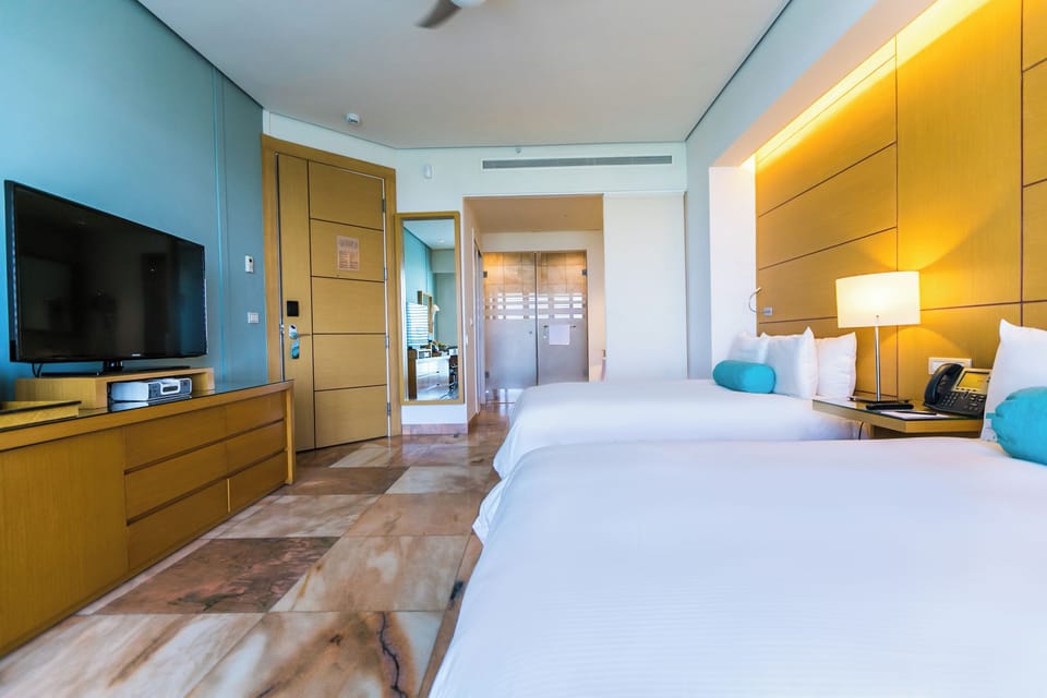 Two Superior Double Beds Diamante View AI | In-room safe, individually furnished, desk, laptop workspace