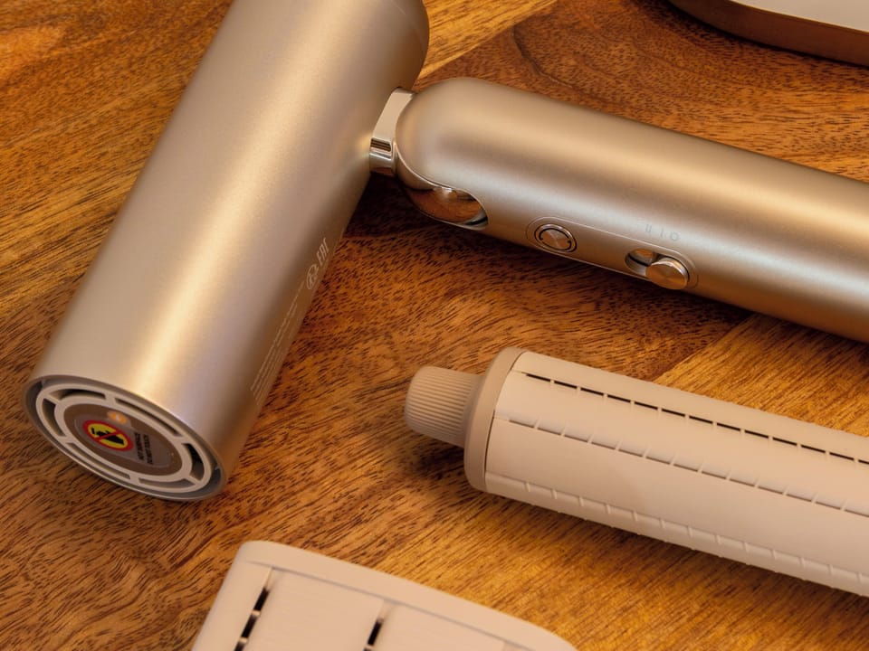 Hair dryer, bidet, towels, soap
