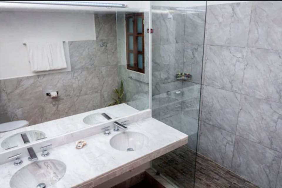 Superior Suite | Bathroom | Shower, hair dryer, towels, soap