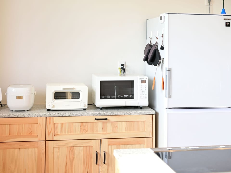 Luxury Villa | Private kitchen | Full-size fridge, microwave, oven, electric kettle