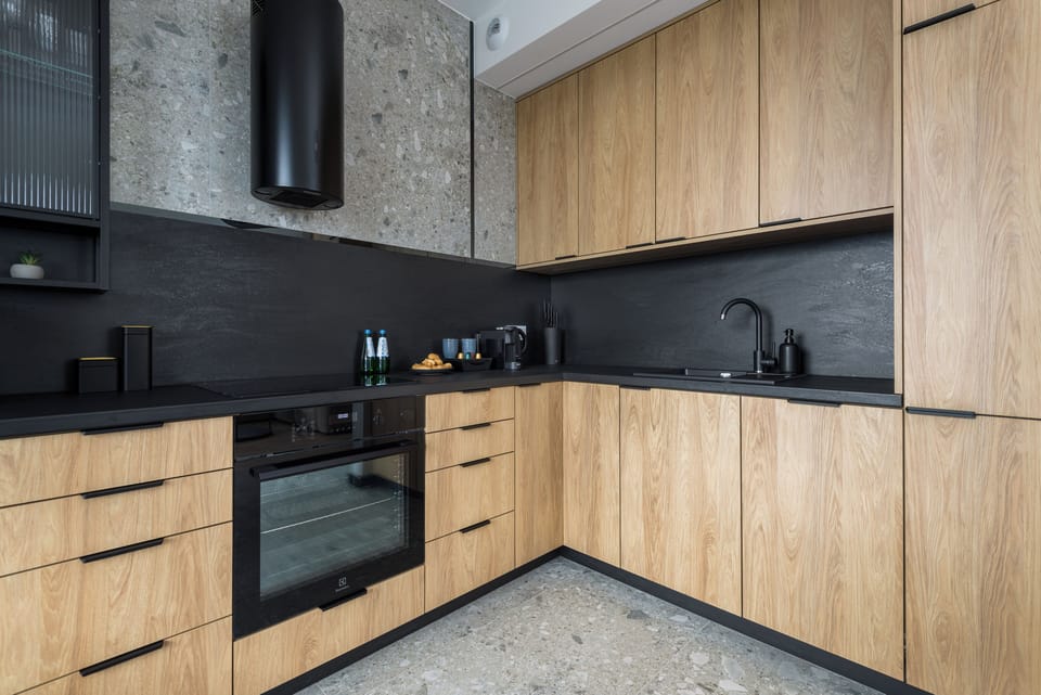 Luxury Apartment, Balcony, City View | Private kitchen | Full-size fridge, microwave, oven, stovetop