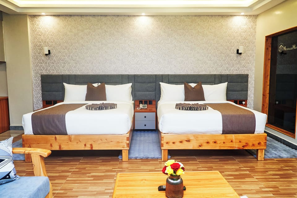 Deluxe Twin Room | Desk, laptop workspace, blackout drapes, soundproofing