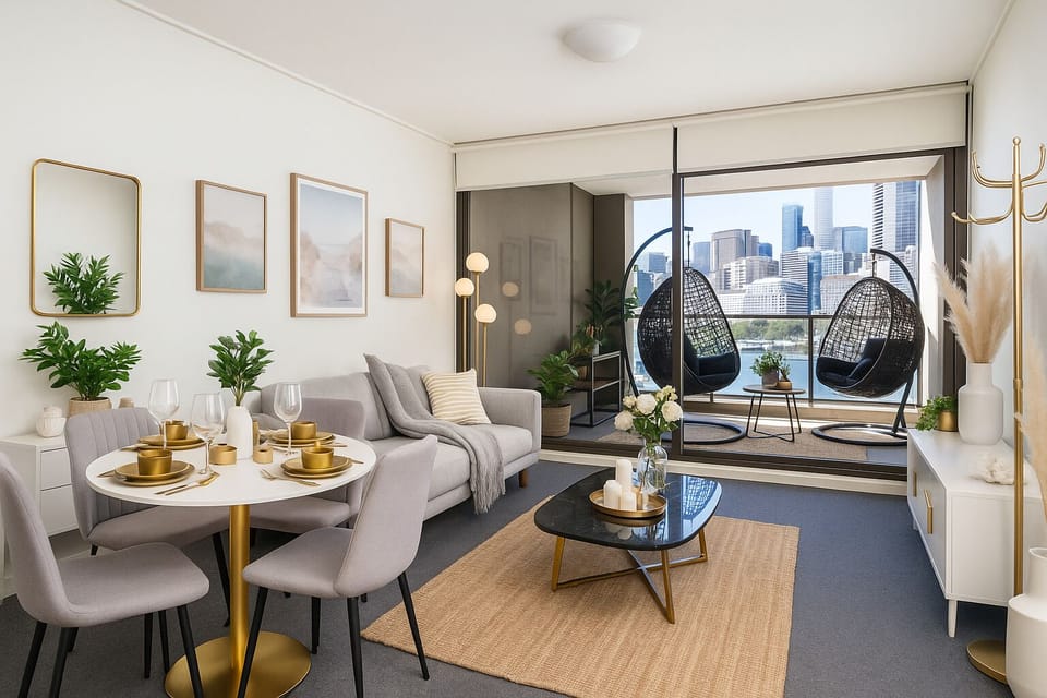 Deluxe Apartment, City View | Living area