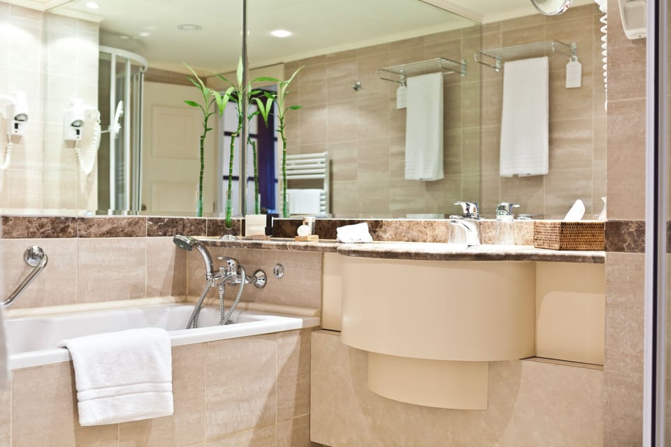 Free toiletries, hair dryer, bathrobes, slippers