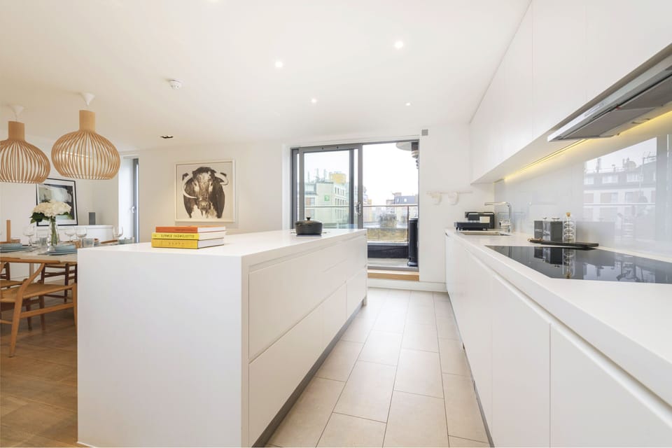 Penthouse, Balcony, City View | Private kitchen | Highchair