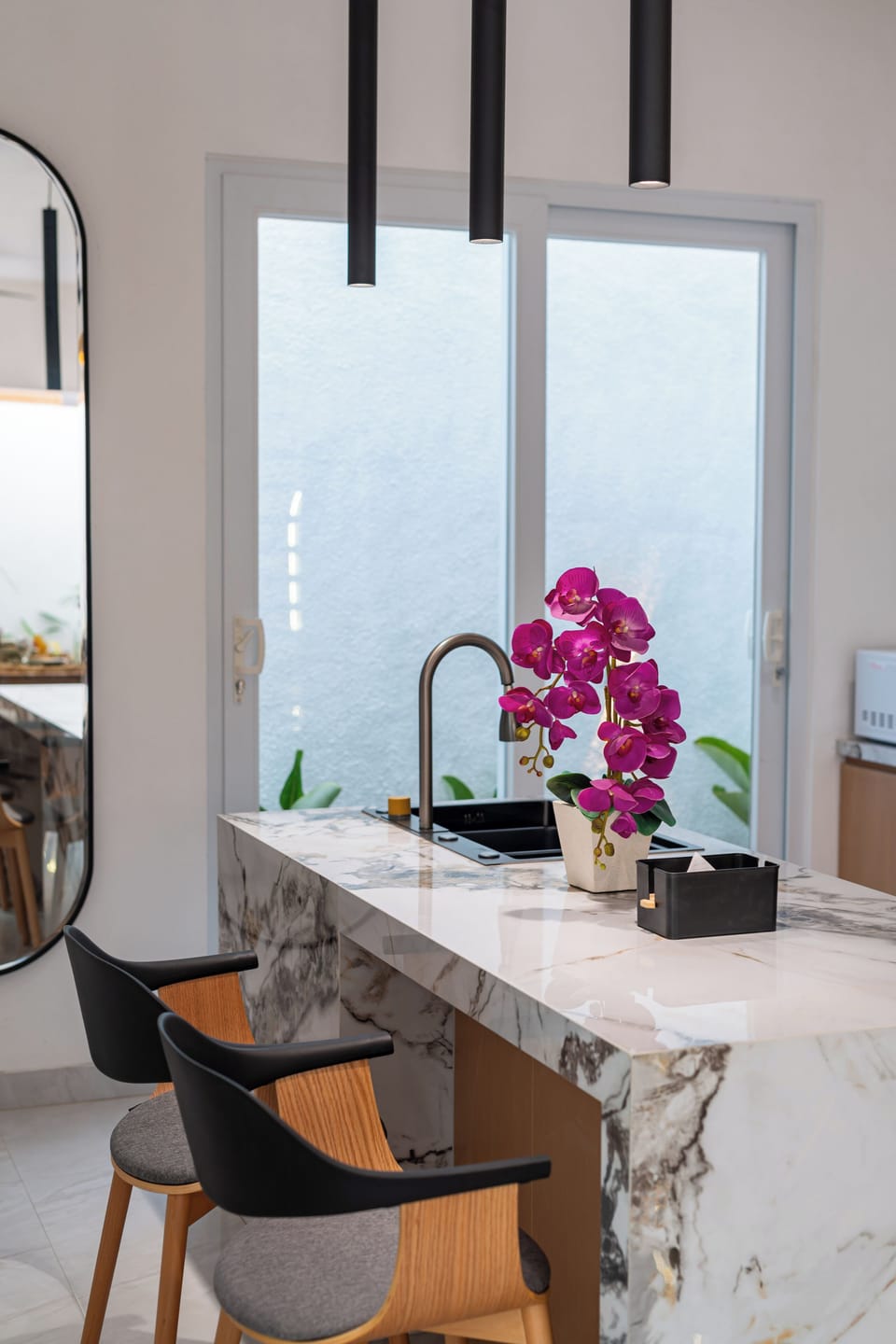 Deluxe Villa, Pool View | Private kitchen | Fridge, microwave, stovetop, electric kettle