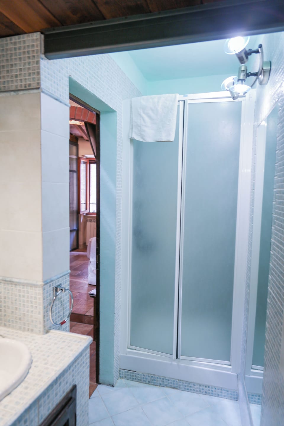 Monolocale Exclusive, vista città, secondo piano senza ascensore | Bathroom | Shower, hair dryer, bidet, towels