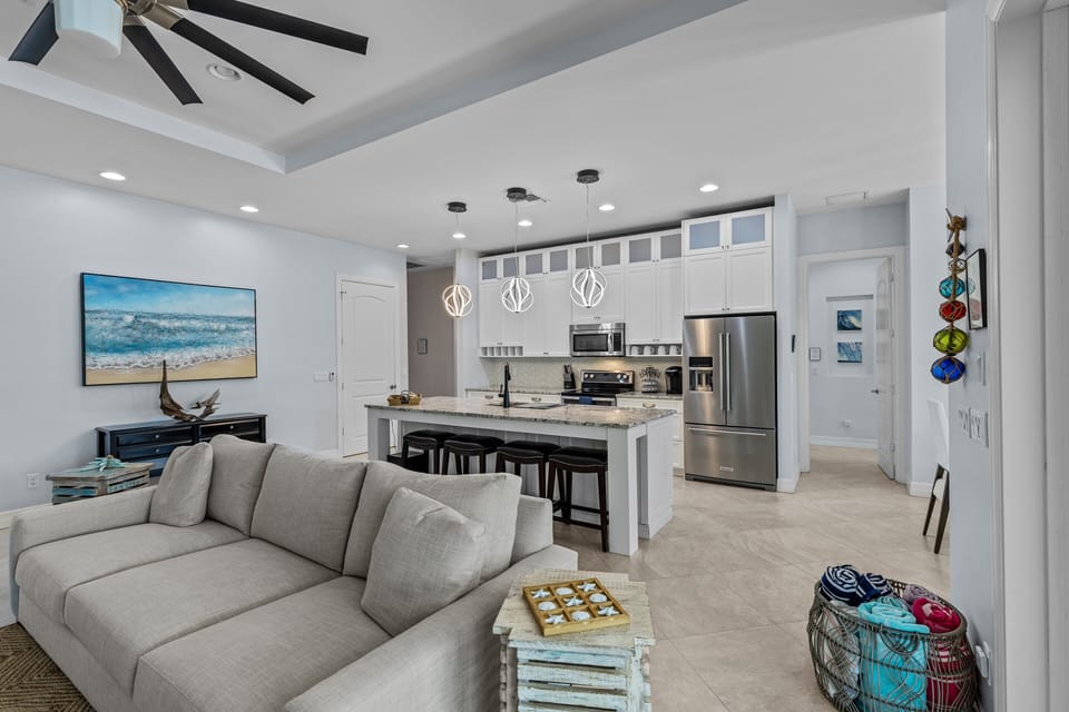 House, Multiple Beds, Pool Access, Pool View (Sunrise Island Retreat) | Living area | TV