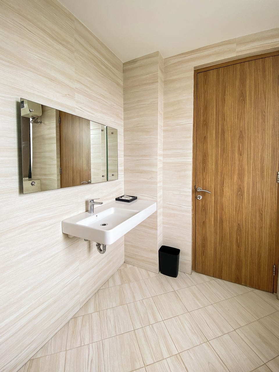 Shower, slippers, towels, soap
