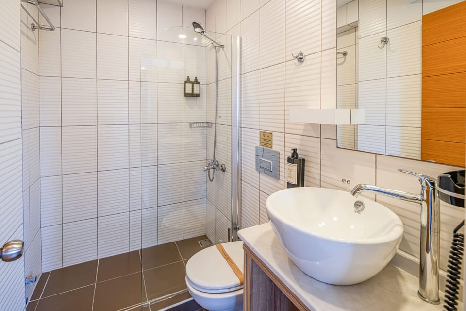 Comfort Triple Room, Balcony, Pool View | Bathroom | Hair dryer, bidet, towels, soap