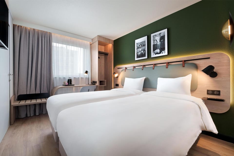 Desk, blackout drapes, soundproofing, iron/ironing board