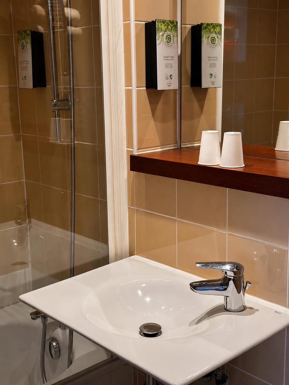 Shower, eco-friendly toiletries, hair dryer, towels