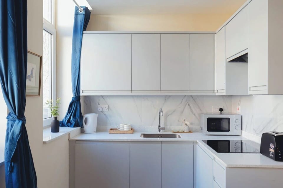 Apartment | Private kitchen | Fridge, microwave, stovetop, electric kettle