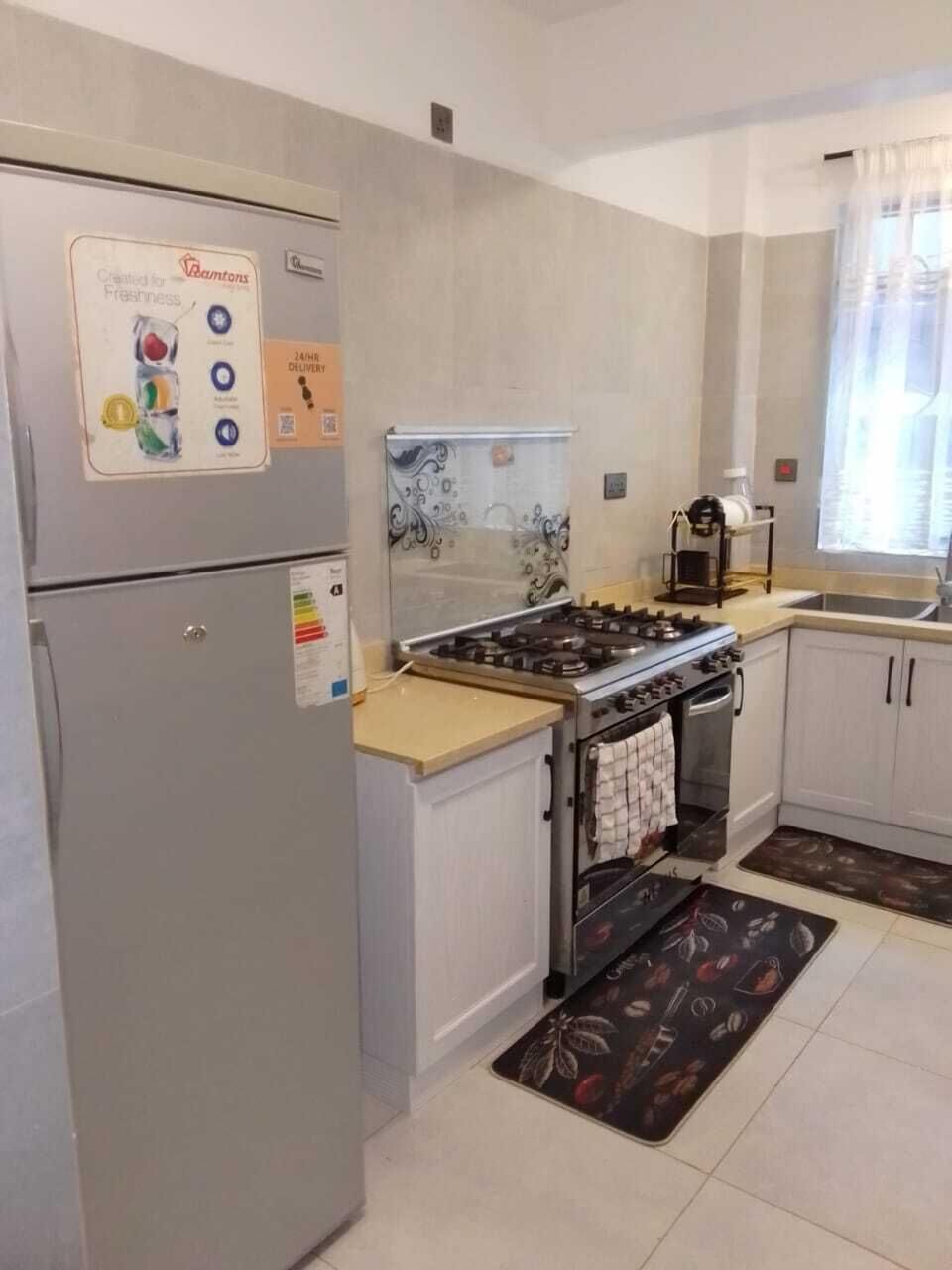 Deluxe Apartment, City View | Private kitchen | Full-size fridge, microwave, oven, stovetop