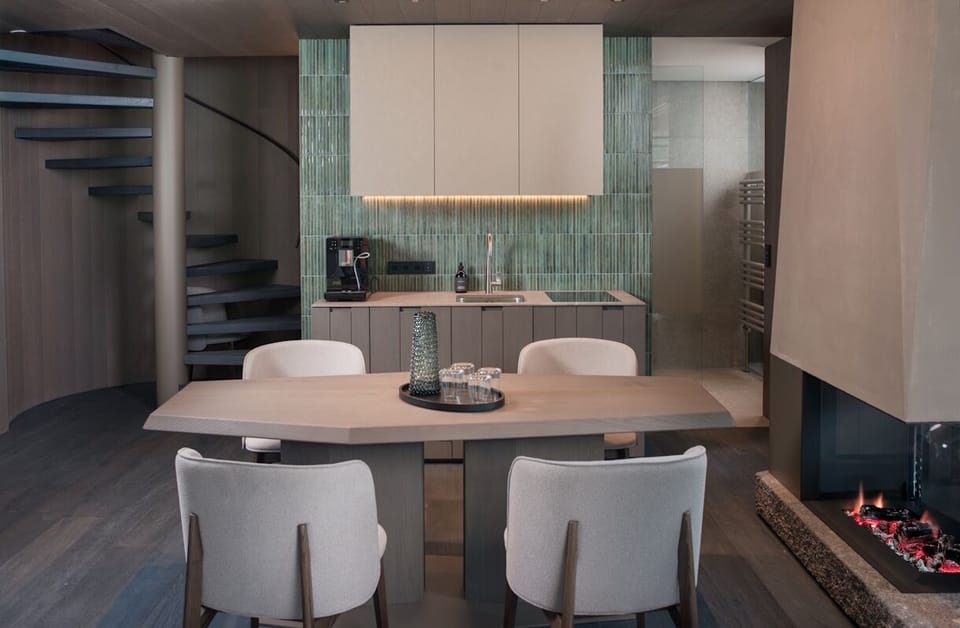 Deluxe Chalet, Mountain View | Private kitchen | Highchair