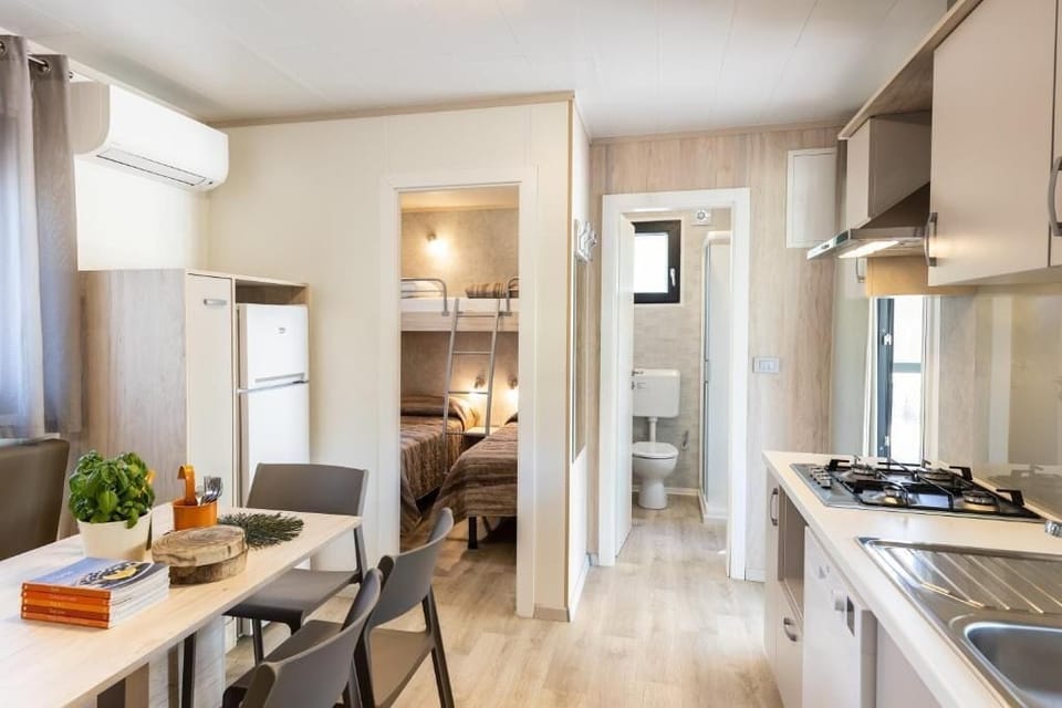 Mini-fridge, microwave, stovetop, highchair